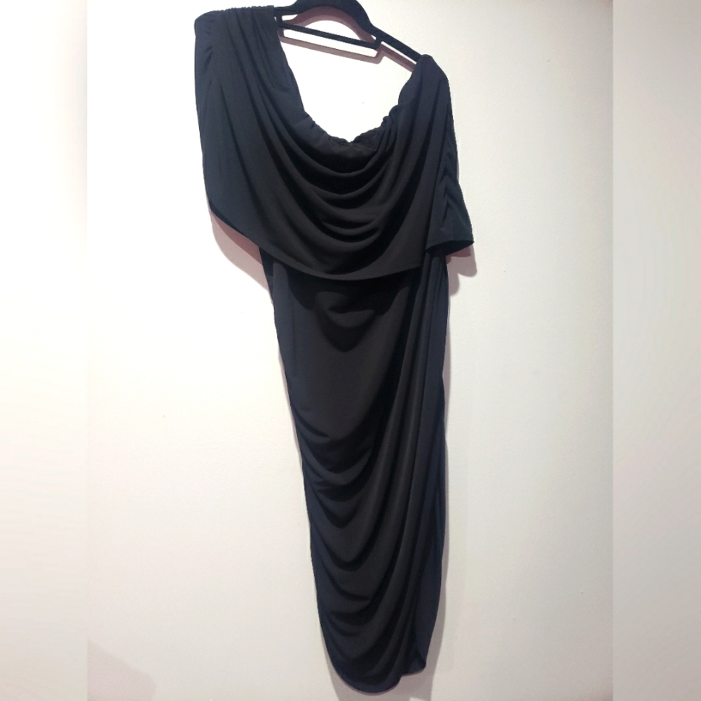 💲🖐🏾/DOTS Off the Shoulder 3X Black Cocktail Dress